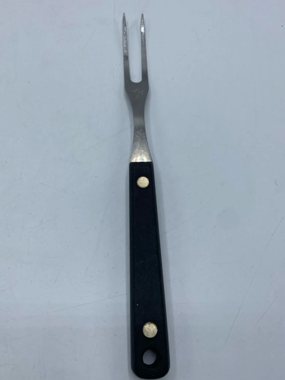 Vintage Flint Kitchen Cooking Utensil Fork Black Composite Handle 9” 2 Prong